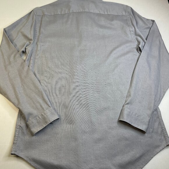 Zara Man Shirt Mens XL Slim Fit Button-Up Gray White Microdot Soft Long Sleeve - Picture 10 of 14